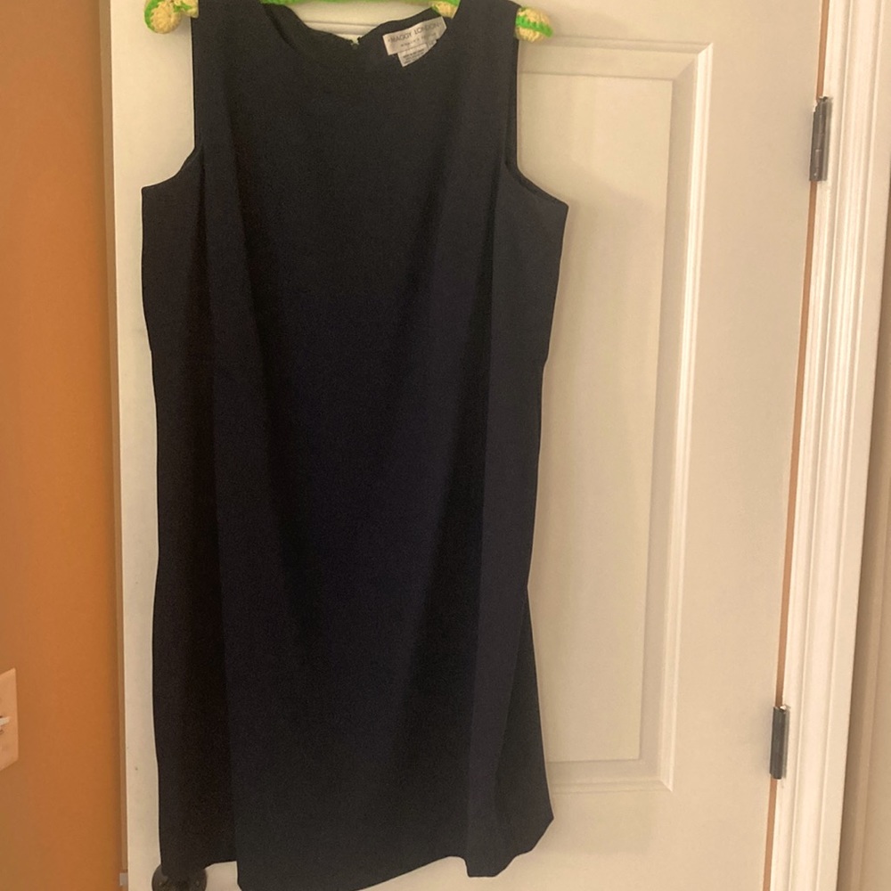 VTG Maggie London shift dress navy blue sz16WP back zip sleeveless full lining